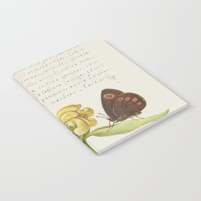 Vintage calligraphic poster beans and butterflies Notebook