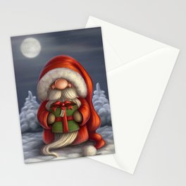 Little Santa with a gift Stationery Cards