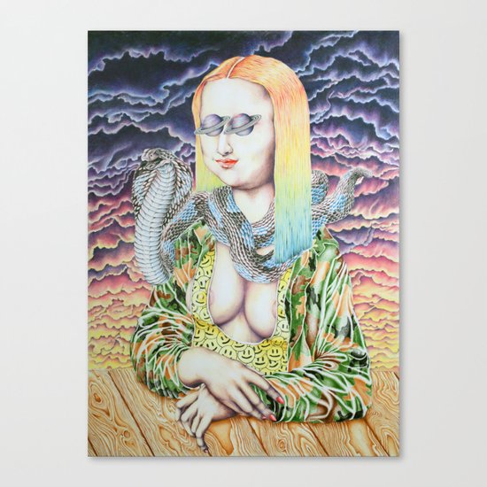 Mona Lisa and the Love Snake Live to Party Canvas Print