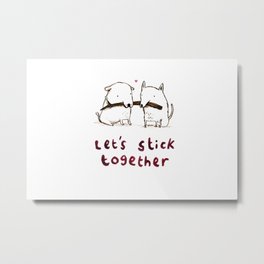 Let's Stick Together Metal Print | Sweet, Cute, Puppy, Together, Man, Funny, Animal, Love, Illustration, Dog 