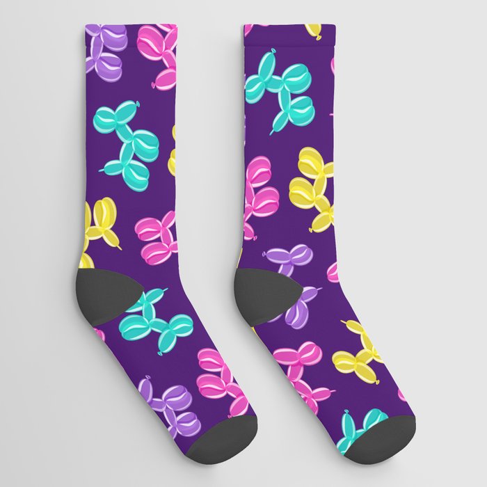 balloon dogs - multi on purple Socks