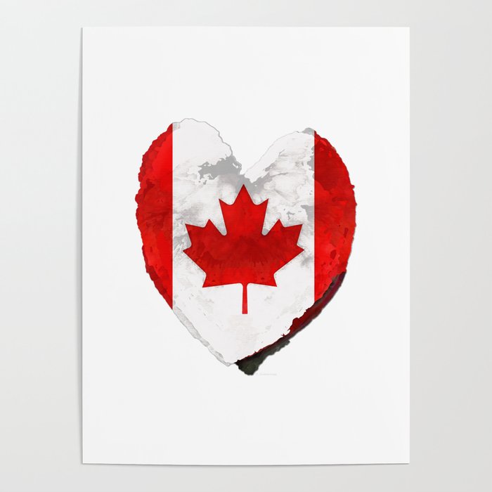 I Love Canada - Canadian Flag Heart Art Poster