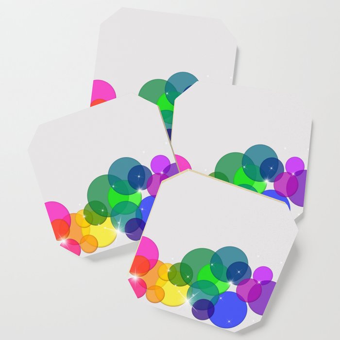 Translucent Rainbow Colored Circles with Sparkles - Multi Colored Coaster