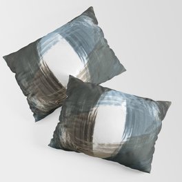Blue and Beige Modern Abstract Brushstroke Painting Vortex Pillow Sham