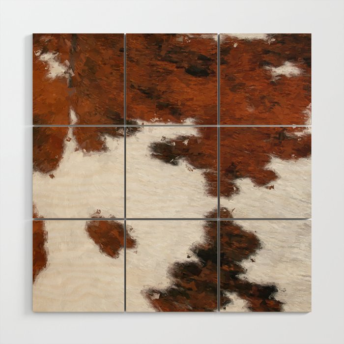 Modern Hygge Cowhide  Wood Wall Art