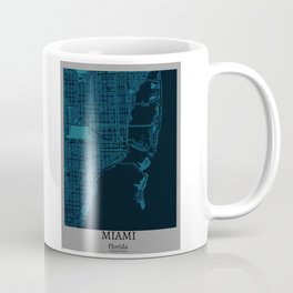 Miami street map - Florida US Coffee Mug | Minimalist, Miamiurbenmap, Miamimap, Floridaus, Mapart, Blue, Minimal, Miamiflorida, Navy, Abstract 