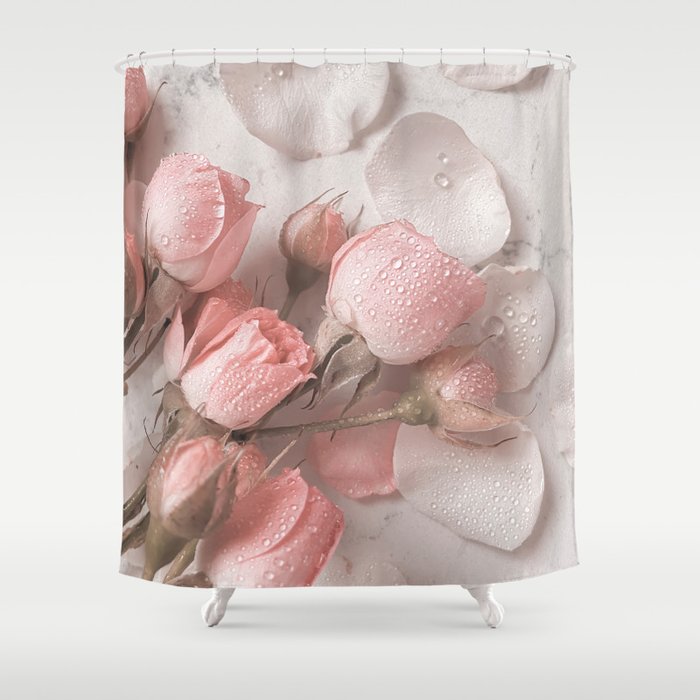 Pastel Pink Roses  Shower Curtain