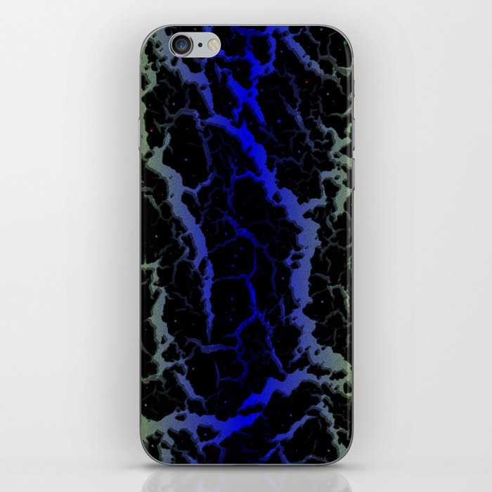Cracked Space Lava - Lime/Blue iPhone Skin
