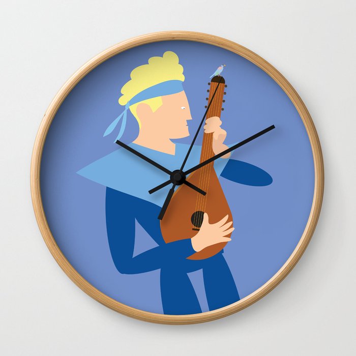 Apollo the music boy and the bird Wall Clock