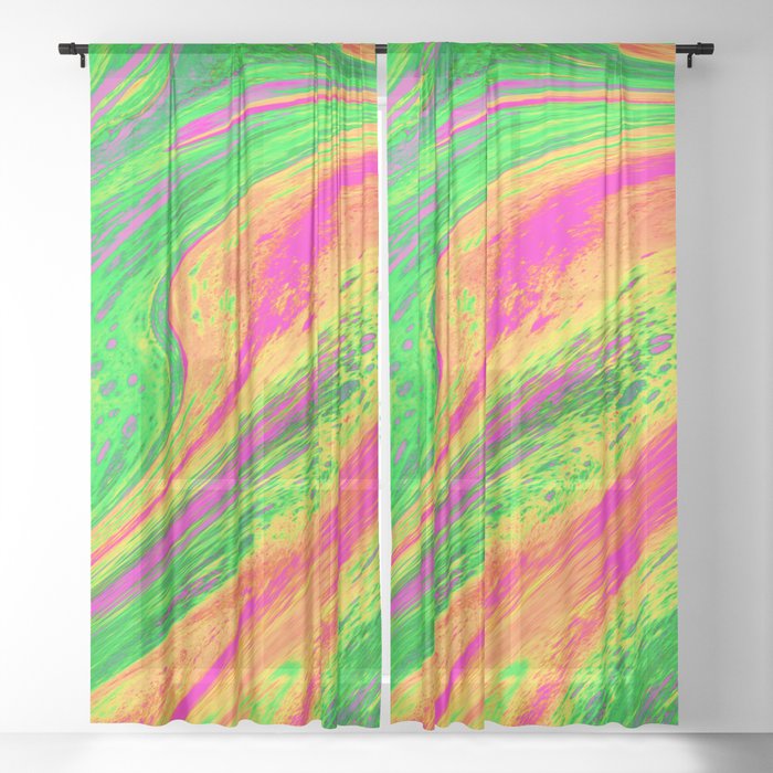 Neon Liquid Flow Sheer Curtain