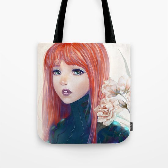 Captain Goldfish - Anime sci-fi girl with red hair portrait Tote Bag