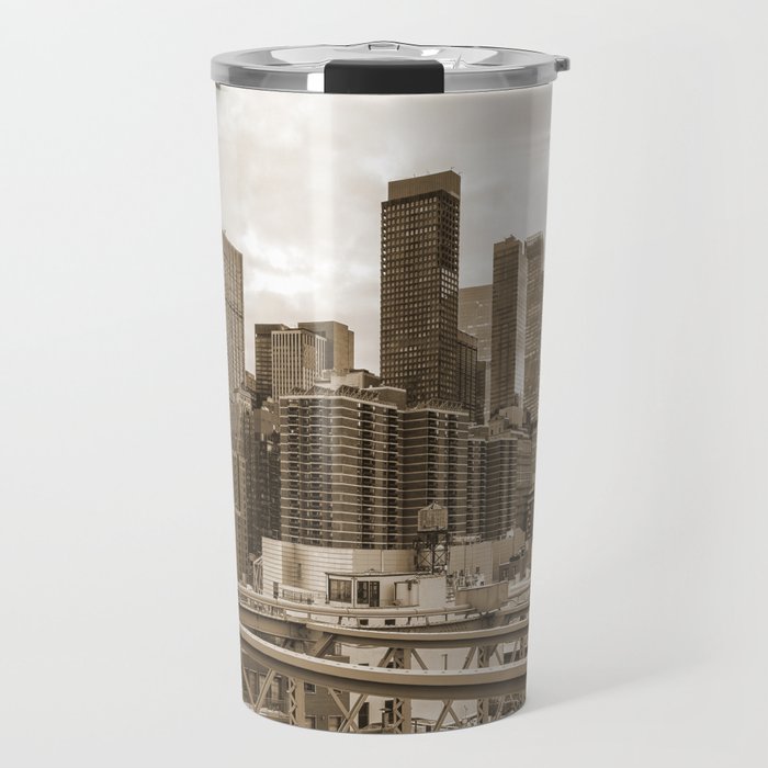 New York City Skyline Sepia Travel Mug