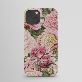 Vintage & Shabby Chic Floral Peony & Lily Flowers Watercolor Pattern iPhone Case