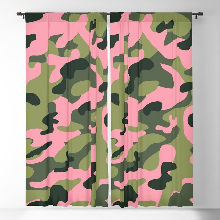 Green & Pink Camo Blackout Curtain