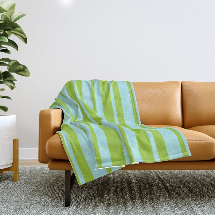 Green and Turquoise Colored Stripes Pattern Throw Blanket