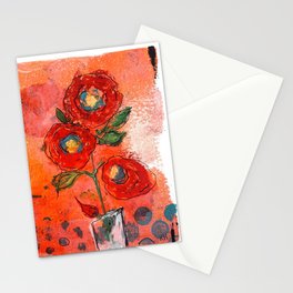 Fall is coming Stationery Cards | Ink, Red, Square, Fall, Acrylic, Floral, Painting, Fallequinox, Flowers 