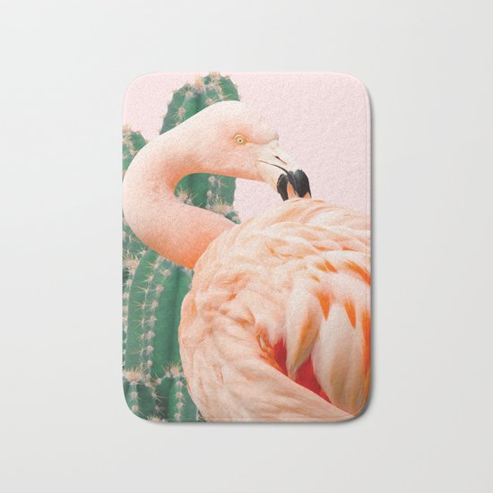 Flamingo & Cactus #society6 #decor #buyart Bath Mat
