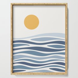 Blue Ocean Waves and the Sun Serving Tray
