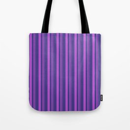 [ Thumbnail: Orchid and Dark Slate Blue Colored Lines Pattern Tote Bag ]