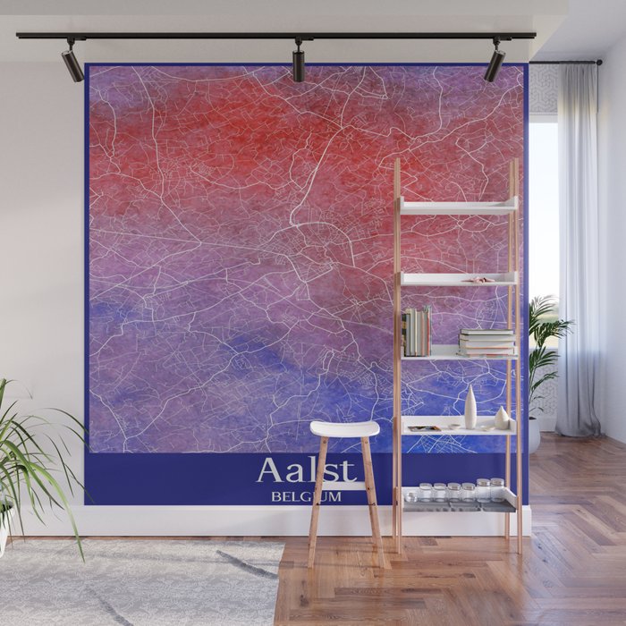 Aalst Watercolor Map Wall Mural