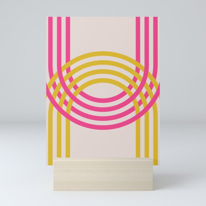 Arches in Pink and Cheerful Yellow Mini Art Print