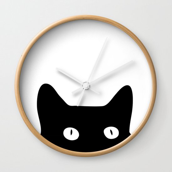 Black Wall Clocks black cat wall clockgood sense | society6 Black Wall Clocks black cat wall clockgood sense | society6