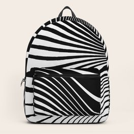 Abstract pattern. Texture with wavy, curves lines. Optical art background. Wave design black and white. Digital image with a psychedelic stripes. Vintage illustration  Backpack