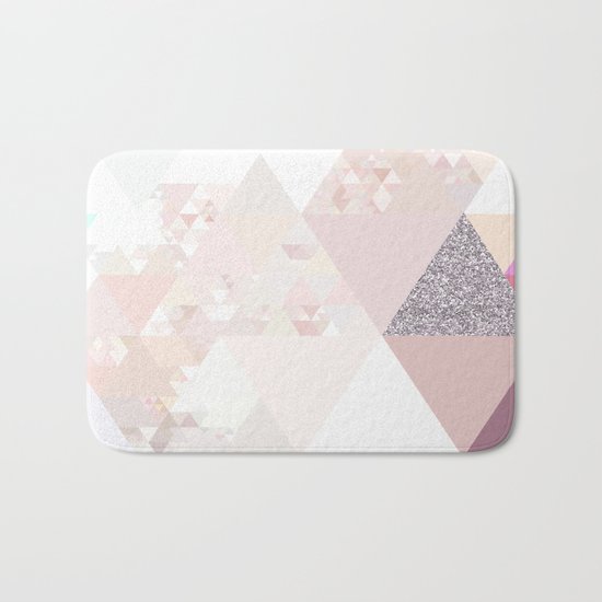 Triangles in glittering Rose quartz - pink glitter triangle pattern Bath Mat