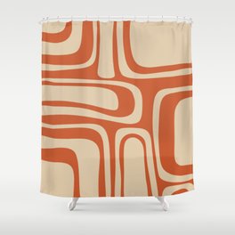 Palm Springs - Midcentury Modern Retro Pattern in Mid Mod Beige and Burnt Orange Shower Curtain