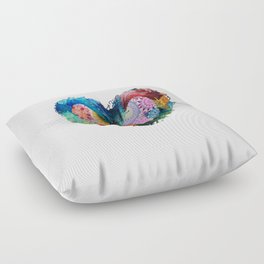 Love Joy - Colorful Whimsical Heart Art Floor Pillow
