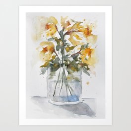 Essence of Daffodil in Watercolor Art Print | Daffodils, Spring, Watercolor, Essence, Yellow, Mckinneyx2Designs, Painting, Loose, Vase, Floral 