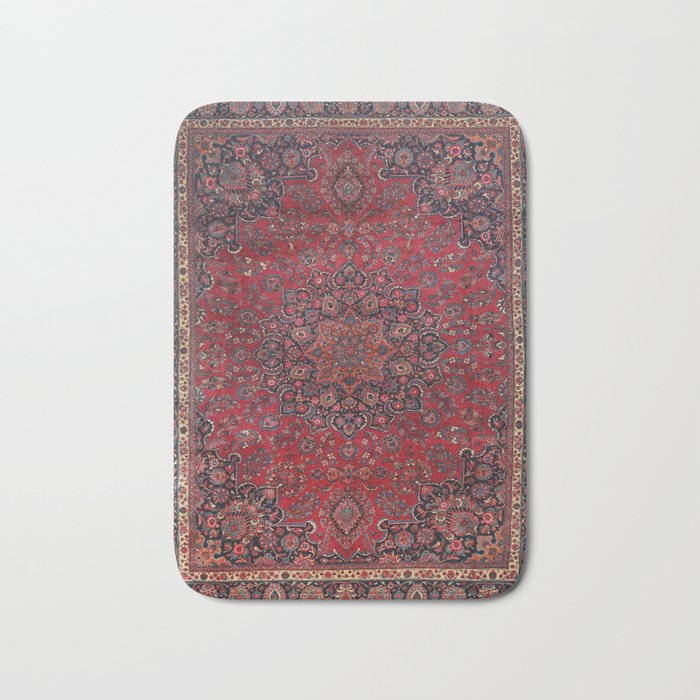 Old Century Persia Authentic Colorful Purple Blue Red Star Blooms Vintage Rug Pattern Bath Mat