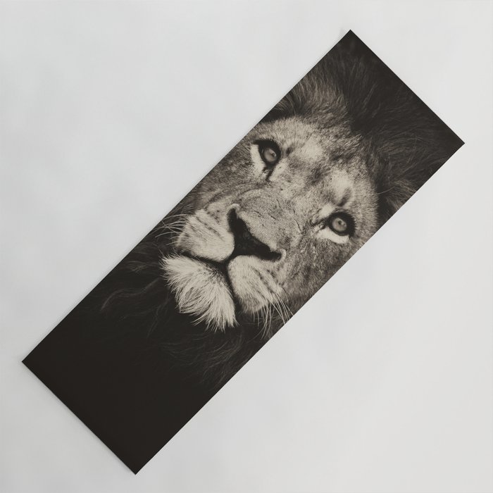Portrait of a lion king - monochrome photography illustration Yoga Mat