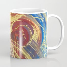 GOLDEN SWIRLING - CURLY GOLDEN LINES ON RED AND BLUE Coffee Mug