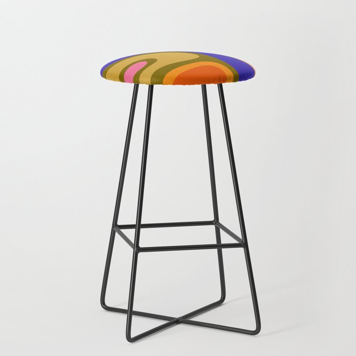 Copacetic Retro Abstract Blue Pink Olive Orange Bar Stool