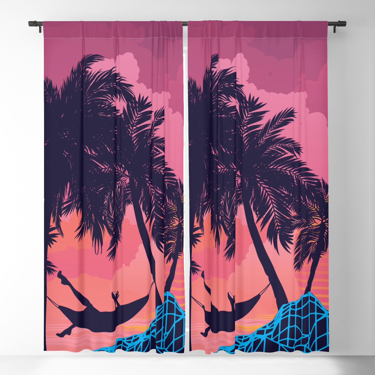 Palm Trees On Tropical Island Landscape Sunrise Or Sunset