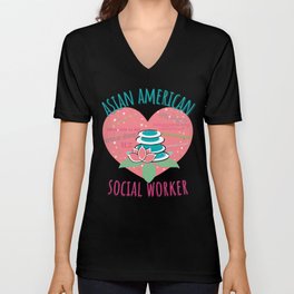 Asian American Social Worker Swag BLCK V Neck T Shirt