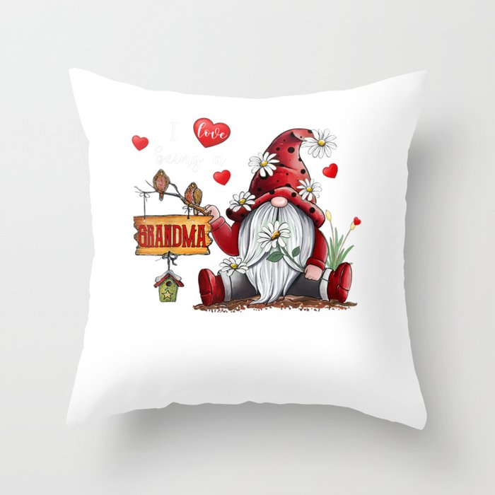 Gnome Daisy - I Love Being A Grandma Gnome Mother's day T-Shirt Throw Pillow