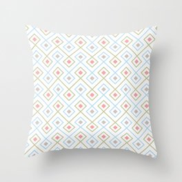 Minimalist Geometric Line Art Diamond Pattern Muted Blue Green Pink Beige Throw Pillow