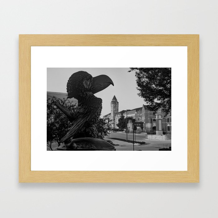 A Lawrence Kansas Legacy Skyline Down The Boulevard - Black And White Framed Art Print