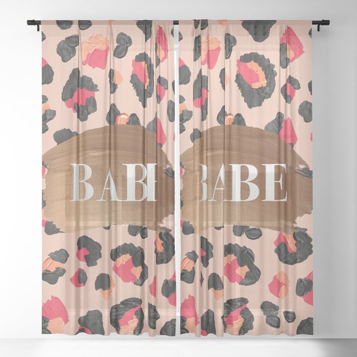 Babe Hot Pink Leopard Print Sheer Curtain By Catcoq Society6