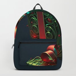 Green Christmas Present Backpack | Digitalart, Mysteriousgift, Redribbons, Santagift, Greenwrap, Mysteriouspresent, Christmas, Greengift, Graphicdesign, Holiday 