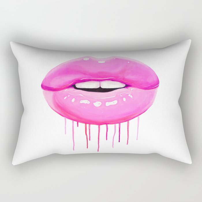 Pink Lips Rectangular Pillow By Vitor7costa Society6