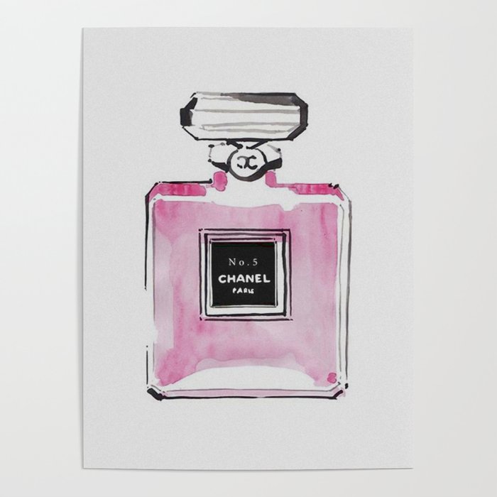 Vintage pink perfume drawing Poster by Brea Sommers