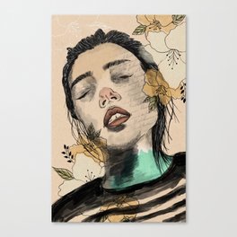 Calm Abstract Woman Portrait Art Canvas Print