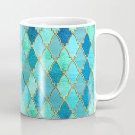 Aqua Teal Mint and Gold Oriental Moroccan Tile pattern Mug