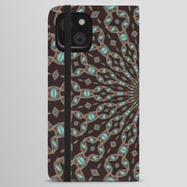 Radial Pattern In Brown Teal and Red iPhone Wallet Case