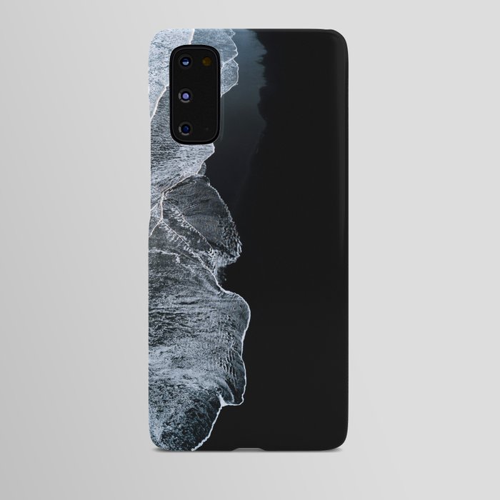 Waves on a black sand beach in iceland - minimalist Landscape Photography Android Case