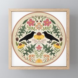 Crows, Wild Roses, Thistles And Sunflowers Framed Mini Art Print