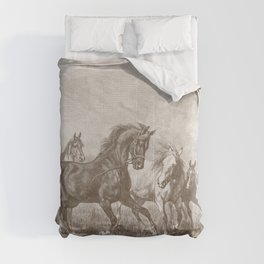 HORSES ON A PASTURE  Comforter